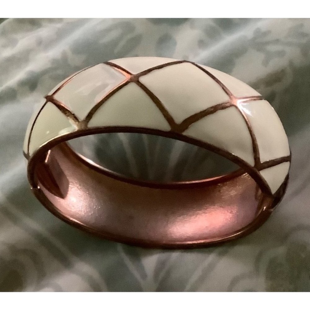 Premier Designs Copper And Cream Clapper Bangle